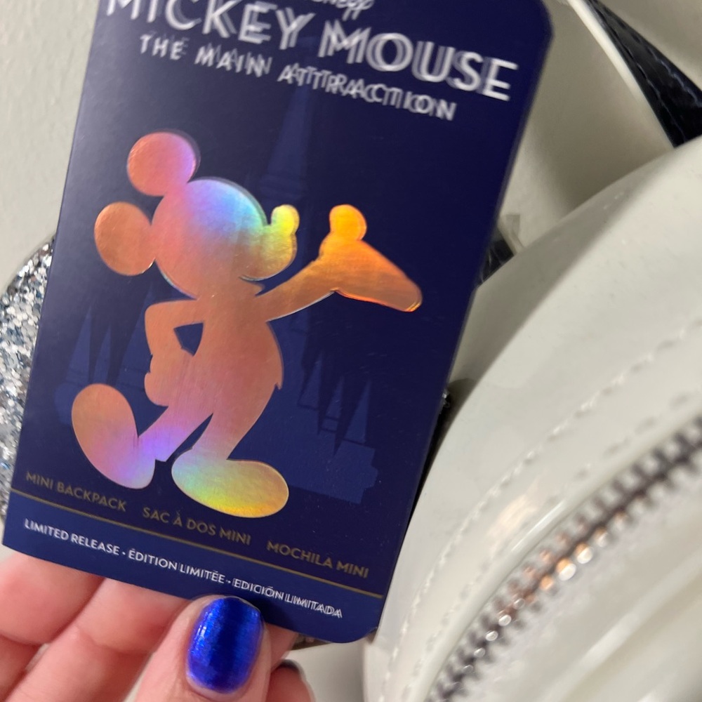 Loungefly White and Silver Space Mountain Mickey Mouse Disney Parks Backpack - Picture 5 of 6